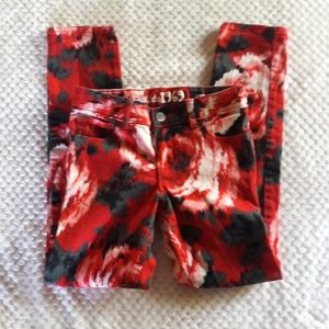 Girls Floral Skinny Jeans Size 8